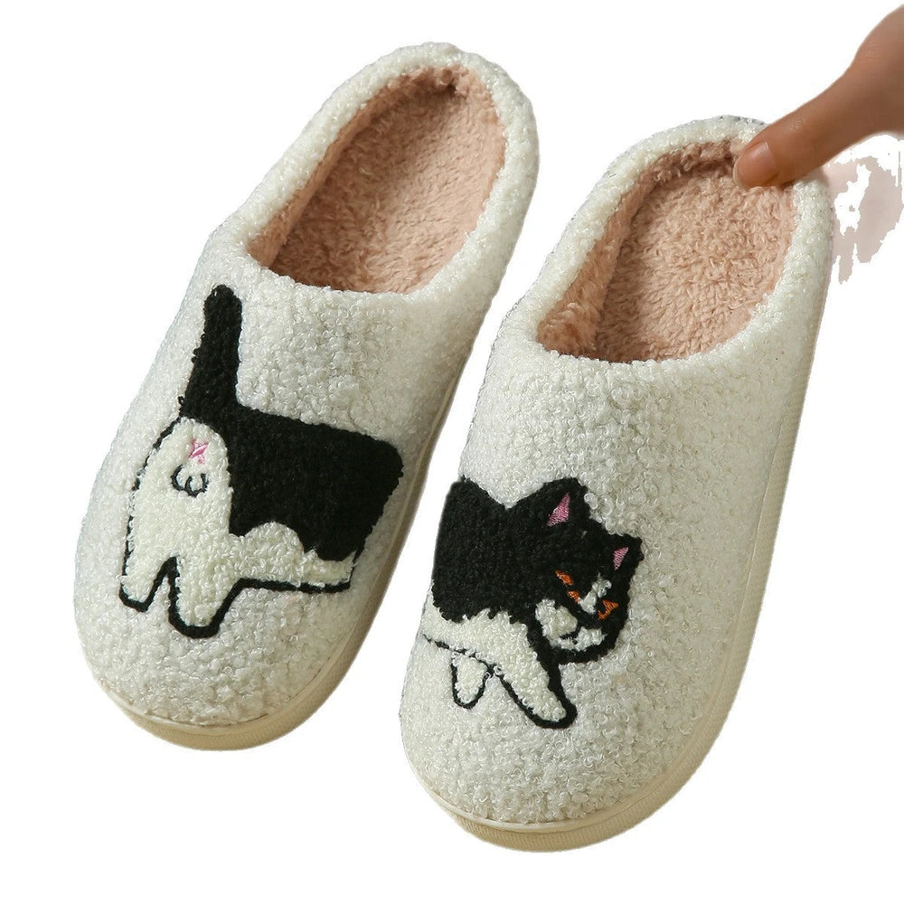 Cross-Border Cartoon Dachshund Closed-Toe Cotton Slippers, Plush Home Slippers for Autumn and Winter, Lightweight Indoor Maternity Slippers