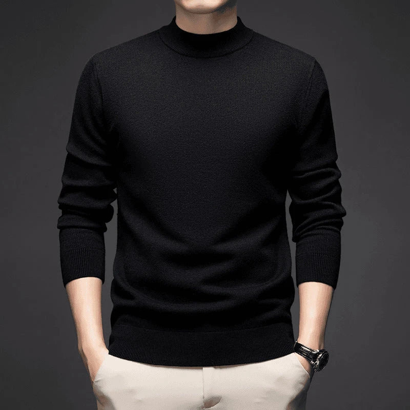 Mens Solid Color Slim Fit Sweater