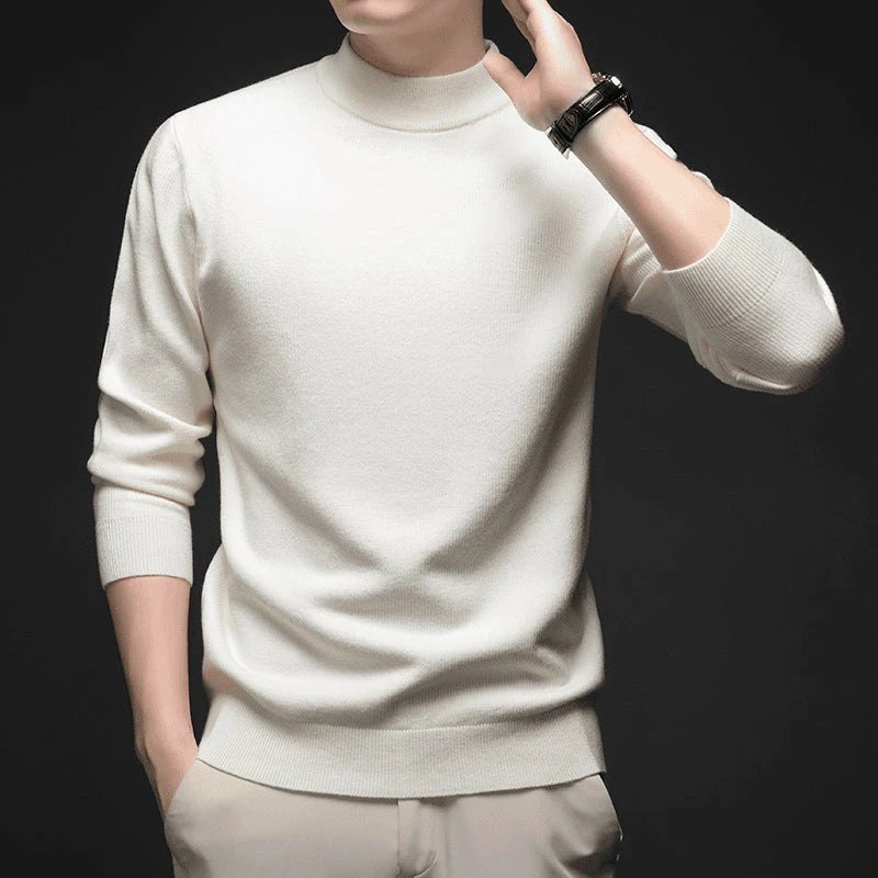 Mens Solid Color Slim Fit Sweater