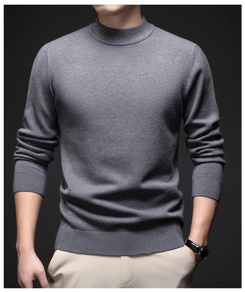 Mens Solid Color Slim Fit Sweater