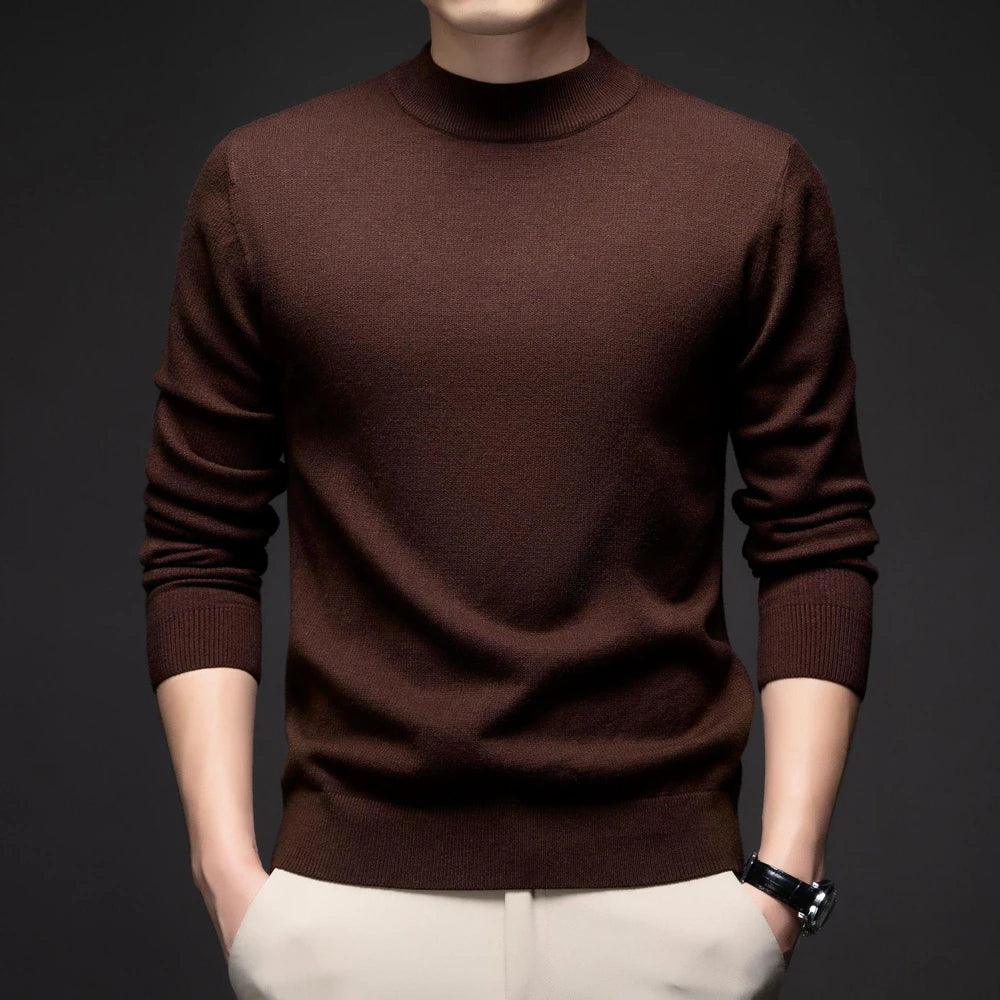 Mens Solid Color Slim Fit Sweater