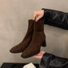 Womens Square Toe Suede Ankle Boots Block Heel Fashion Boots