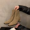 Womens Square Toe Suede Ankle Boots Block Heel Fashion Boots