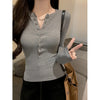 Womens Button-Up Nursing Long Sleeve T-Shirt