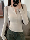 Womens Button-Up Nursing Long Sleeve T-Shirt