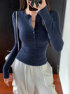 Womens Button-Up Nursing Long Sleeve T-Shirt