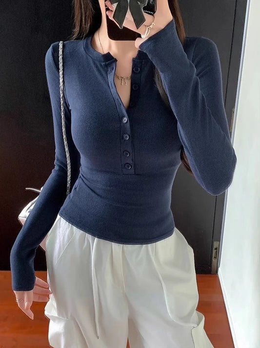 Womens Button-Up Nursing Long Sleeve T-Shirt