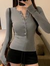 Womens Button-Up Nursing Long Sleeve T-Shirt